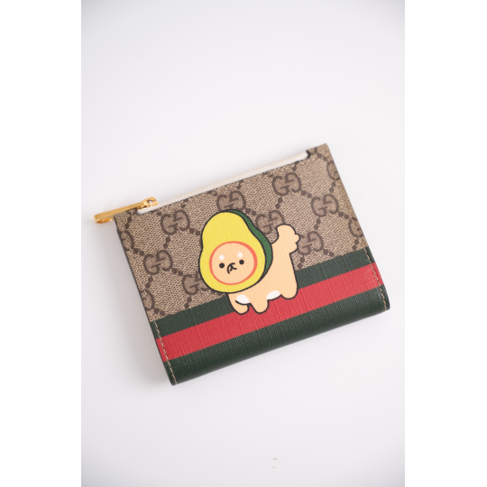 Ví Ngắn Gucci GG Supreme Web Họa Tiết Cún Bơ